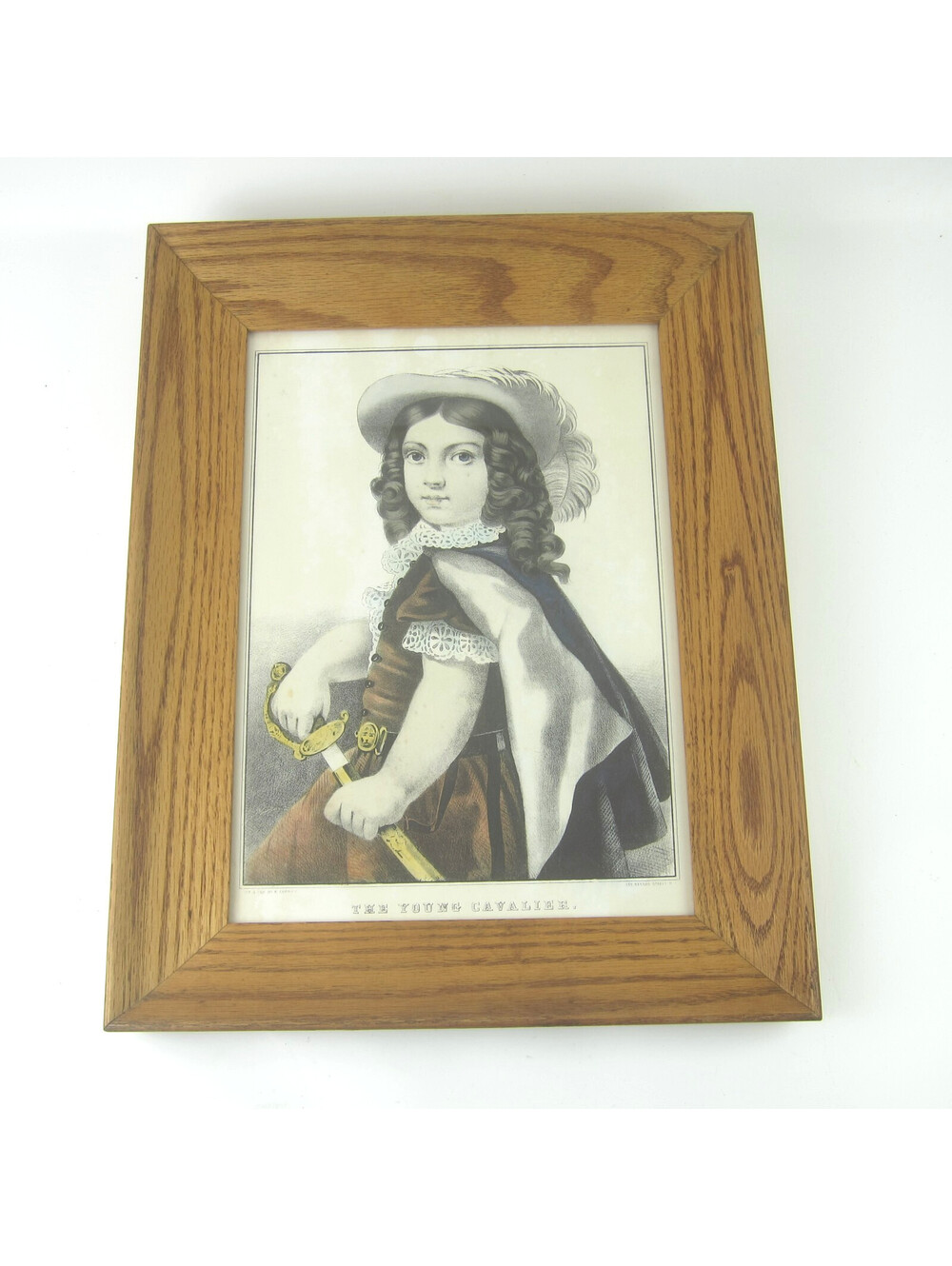 Antique Currier & Ives The Young Cavalier Hand Colored Lithograph 18 x 14 Framed